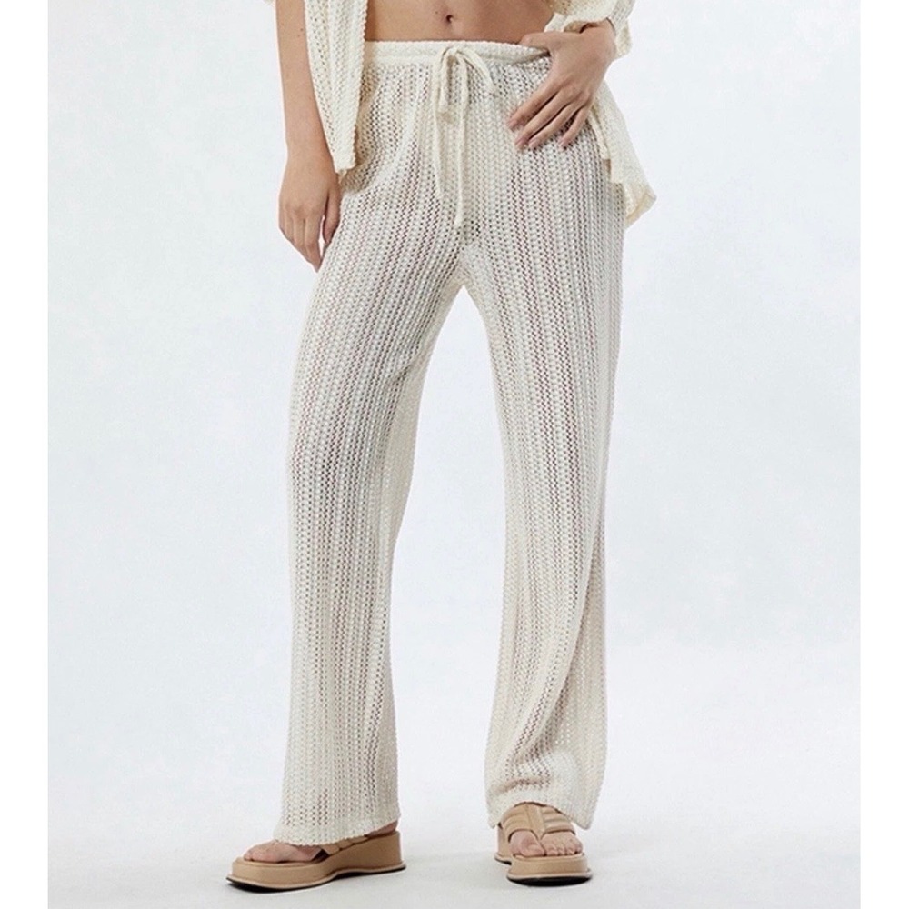 Billabong Largo Beach Pant Cream Crochet Knit Wide Leg Cover Up ABJX600226 XL - Picture 3 of 10
